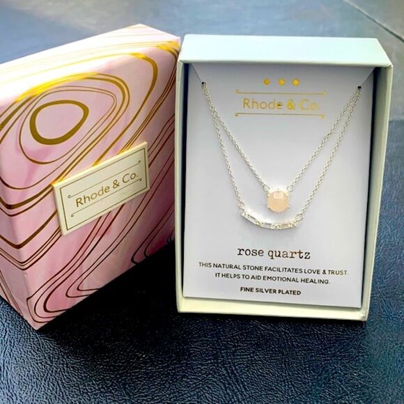 Rhode & Co Rose Quartz Necklace – Double Strand with Gift Box – New - Picture 1 of 5